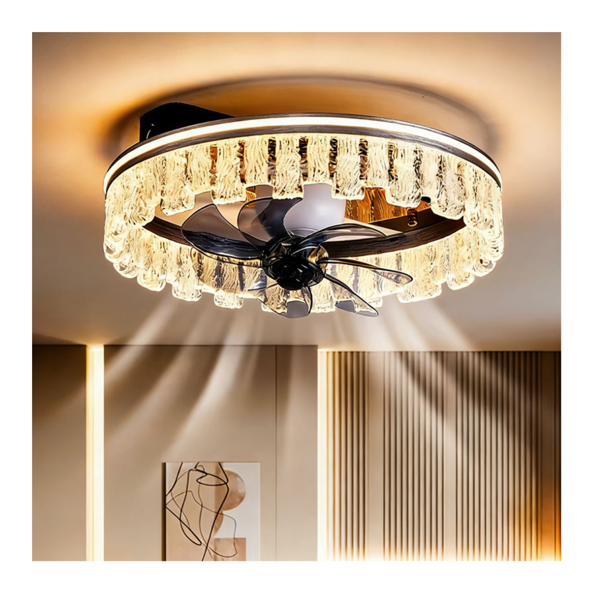 Crystal Cascade Fan Chandelier